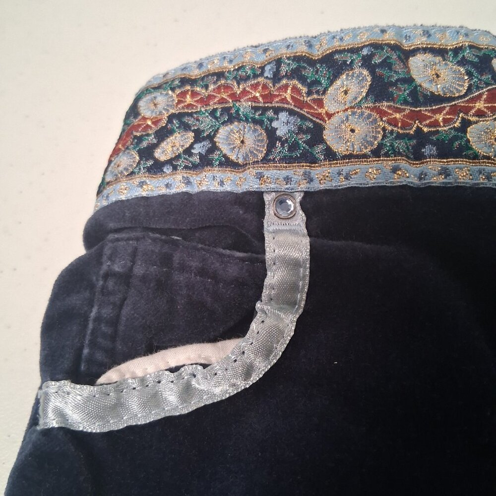 Vintage Y2K Mary Kate And Ashley Olson Velvet Pants Girls 6X Blue Floral Trim - Picture 10 of 11